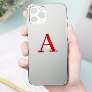 Einfache moderne weiße rote Monogramm-Initiale Aufkleber