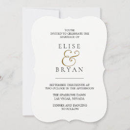 Einfache moderne White & Gold Hochzeit Einladung