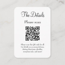 Einfache, moderne White Wedding Details mit QR Cod
