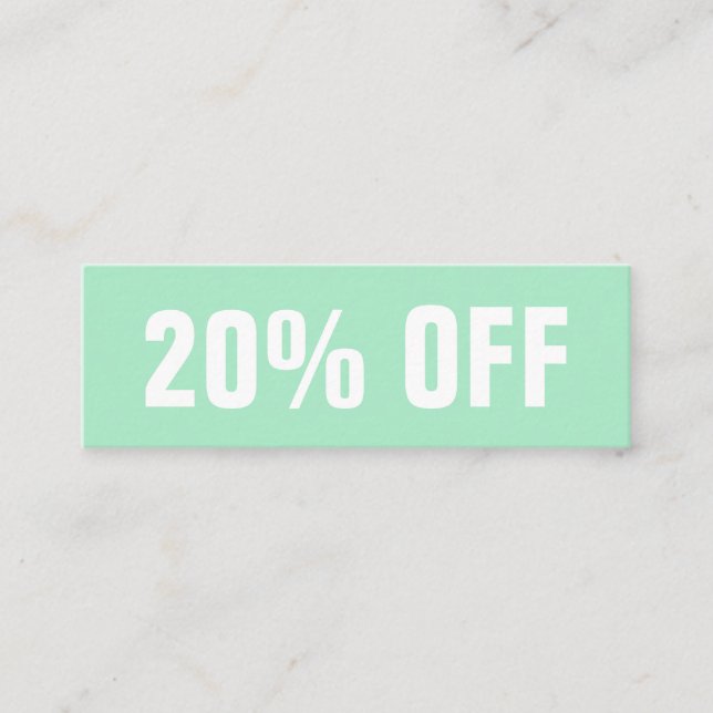 Einfache, modische Diskontkarte für Pastel / Minzg Mini Visitenkarte (Vorderseite)