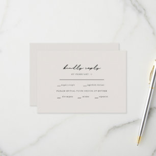 Einfache Momente Beige Dinner Optionen UAWG RSVP Karte