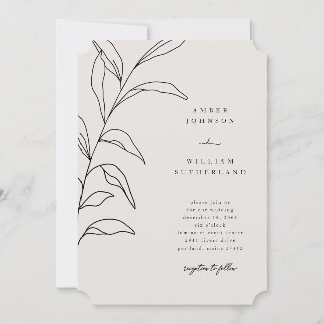 Einfache Momente HandGezeichnet Stem Wedding Ticke Einladung (Vorderseite)