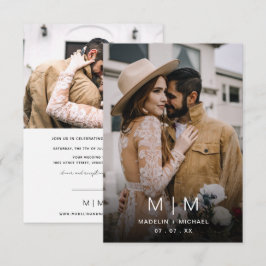 Einfache Mongram Budget Foto Hochzeit Einladung