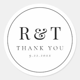 Einfache Mongram Hochzeit Vielen Dank Runder Aufkleber