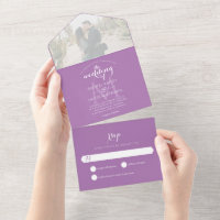 Einfache Mongram Lavender Lila Foto Hochzeit