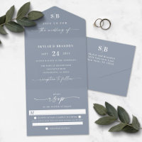 Einfache Mongram & Script Dusty Blue Wedding