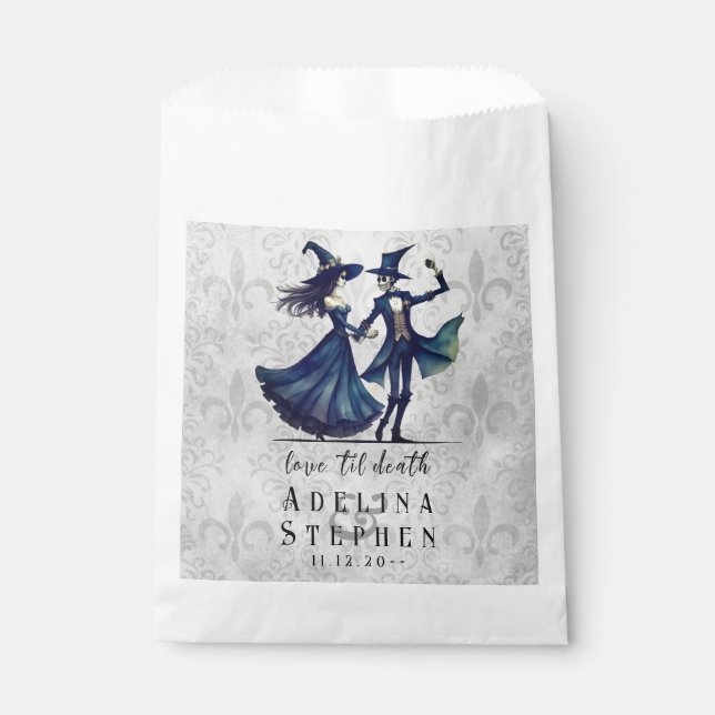 Einfache Mongram Skeleton Halloween QR Code Hochze Geschenktütchen (Vorderseite)