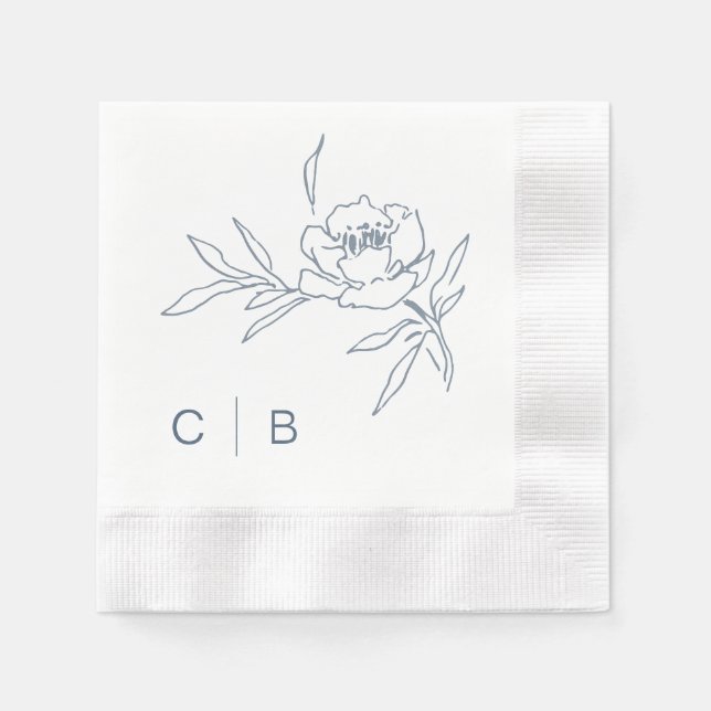 Einfache Mongram Wedding Napkins Serviette (Vorderseite)