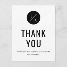 Einfache monochrome Kreis Dankeschön Karte - flach