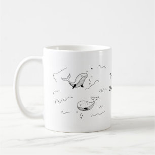 Einfache monochrome WhalSea Lineart Custom Kaffeetasse