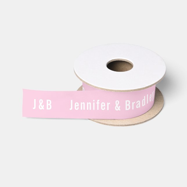Einfache Monografie, rosa Personalisiert Satinband (Spule)