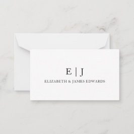Einfache Monogram Couple Initials Personalisiert Mitteilungskarte