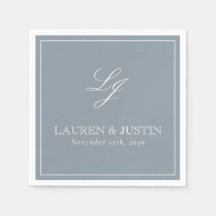 Einfache Monogram Dusty Blue Elegant Script Hochze