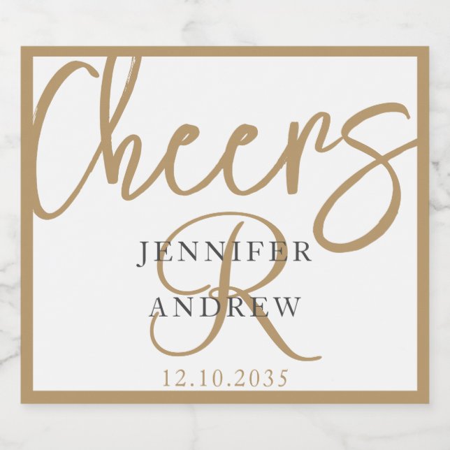 Einfache Monogram Gold Calligraphy Script-Sparklin (Einzelnes Label)