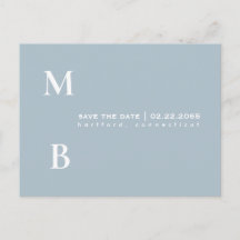 Einfache Monogram Icy Blue Wedding Save the Date