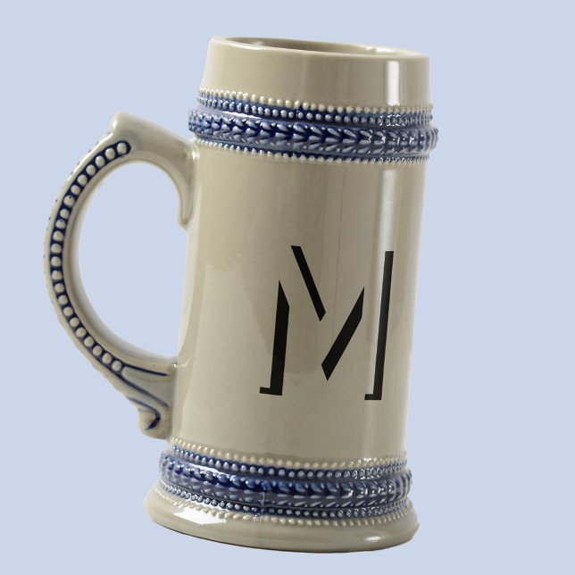 Einfache Monogram Initial Drop Shadow Personalisie Bierglas (Monogram initial drop shadow personalized beer stein )