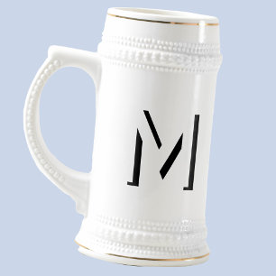 Einfache Monogram Initial Drop Shadow Personalisie Bierglas