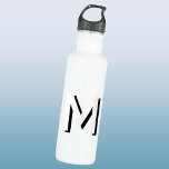Einfache Monogram Initial Drop Shadow Personalisie Edelstahlflasche<br><div class="desc">Modernes,  einfaches und minimalistisches Drop-Shadow Monogramm Initialtypografie-Design in Monoton Schwarz und Weiß,  das auf Personalisieren geändert werden kann.</div>