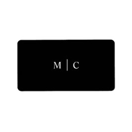 Einfache Monogram Initials Black Fevor Sticker Adressaufkleber