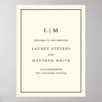 Einfache Monogram Ivory Elegant Begrüßung