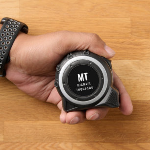 Einfache Monogram Name Initials White Black Maßband