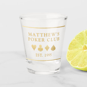 Einfache Monogram Name Poker Club Card Suite Schnapsglas