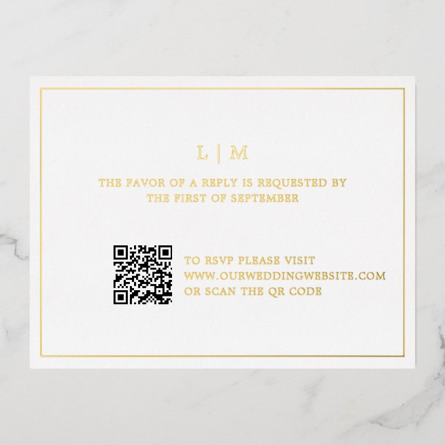 Einfache Monogram QR Code Elegant Wedding UAWG Folie Einladungspostkarte (Vorderseite)