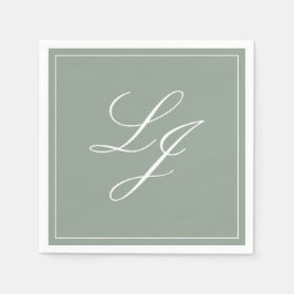 Einfache Monogram Sage Green Elegant Script Hochze Serviette