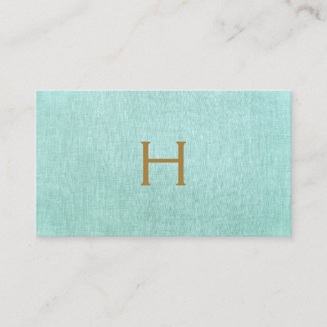 Einfache Monogram Türkis Blau, stilvoll Minimalist Visitenkarte (Vorderseite)
