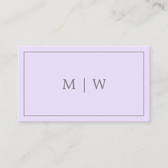 Einfache Monogram Violet Lilac Pastel Lila Visitenkarte (Vorderseite)