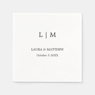Einfache Monogram White Wedding Serviette