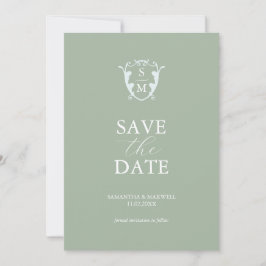 Einfache Monogramm-Anzeige Save the Date grün