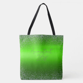 Einfache Monogramm aus grün gebürstetem Glitzer | Tasche