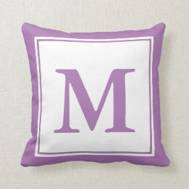 Einfache Monogramm aus Weiß und Lavendel Kissen