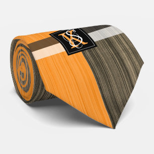 Einfache Monogramm aus zwei Tonen Orange und Sepia Krawatte
