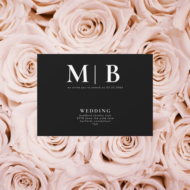 Einfache Monogramm B/W Keine Eltern Einladung (Von Creator hochgeladen)