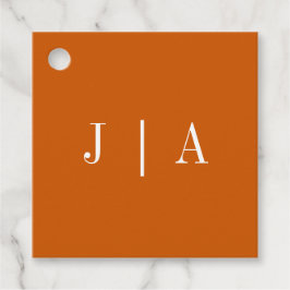 Einfache Monogramm-Couponbezeichnung Orange und We Geschenkanhänger
