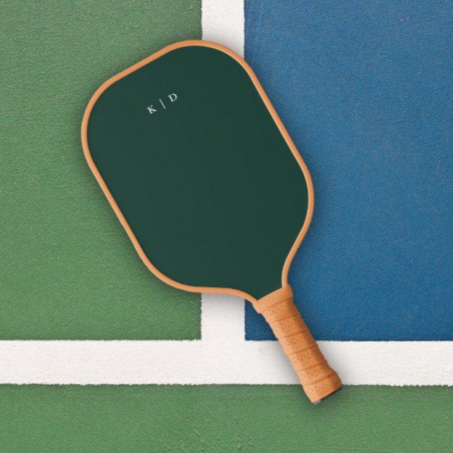 Einfache Monogramm Dunkelgrün Pickleball Schläger (Simple Monogram Dark Green Unisex Pickleball Paddle.)