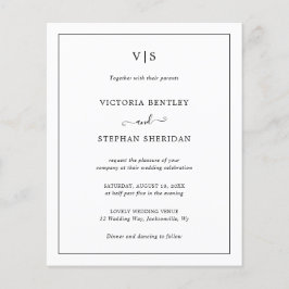 Einfache Monogramm Elegante Budget Hochzeit Einlad