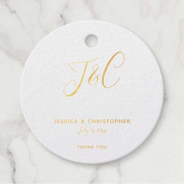 Einfache Monogramm Elegante Gold Foil Minimalistis Geschenkanhänger (Vorderseite)