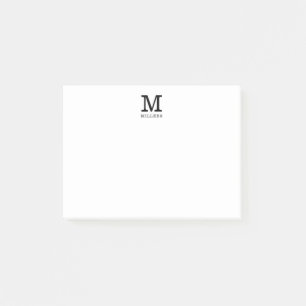 Einfache Monogramm-Familie Name Schwarz/Weiß Post-it Klebezettel