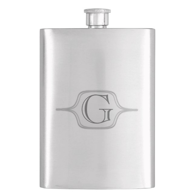 Einfache Monogramm Flachmann (Vorderseite)