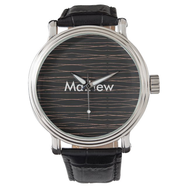 Einfache Monogramm fügen Sie den Namen Mann minima Armbanduhr (Vorderseite)
