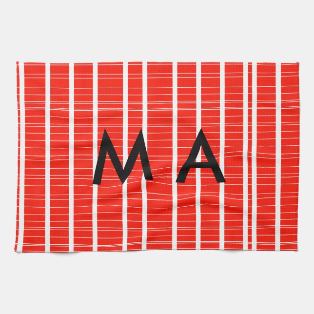 Einfache Monogramm fügen Sie den Namen Mann minima Geschirrtuch (Horizontal)