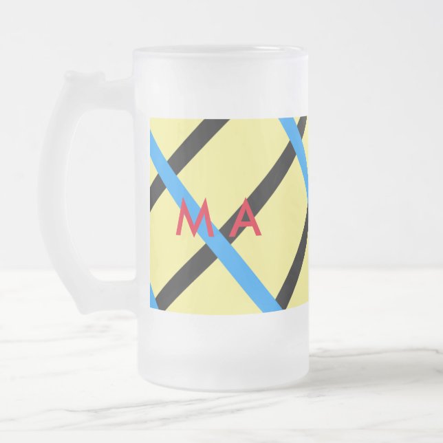 Einfache Monogramm fügen Sie den Namen Mann minima Mattglas Bierglas (Links)