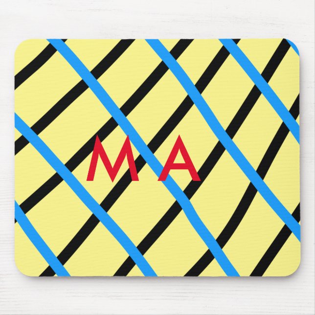 Einfache Monogramm fügen Sie den Namen Mann minima Mousepad (Vorne)