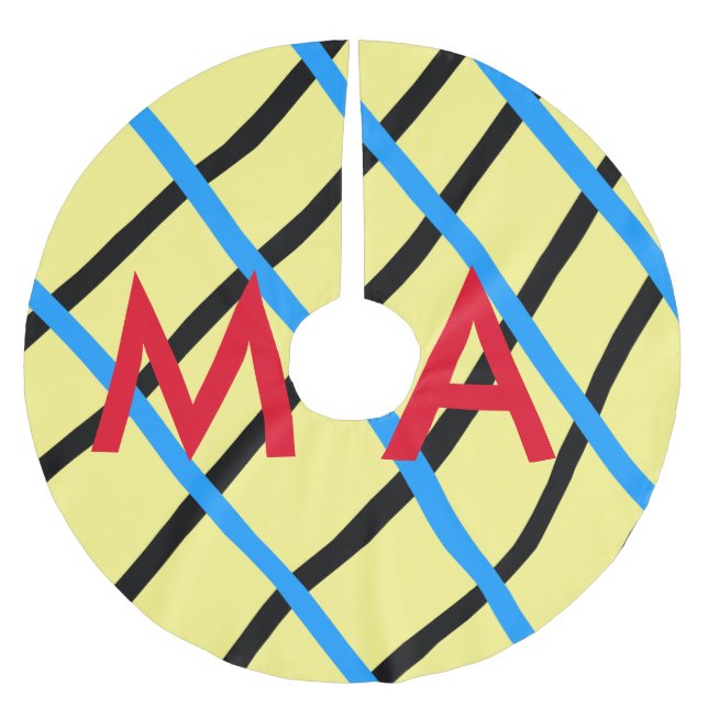 Einfache Monogramm fügen Sie den Namen Mann minima Polyester Weihnachtsbaumdecke (Vorderseite)