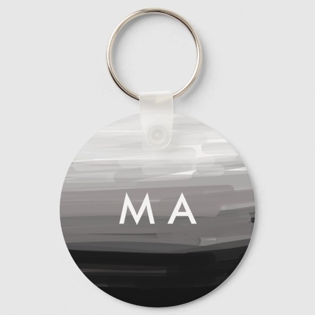 Einfache Monogramm fügen Sie den Namen Mann minima Schlüsselanhänger (Vorderseite)