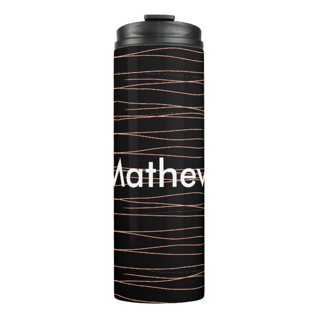 Einfache Monogramm fügen Sie den Namen Mann minima Thermosbecher (Vorderseite)