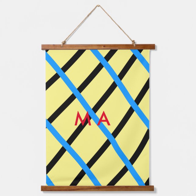 Einfache Monogramm fügen Sie den Namen Mann minima Wandteppich Mit Holzrahmen (Vorderseite)